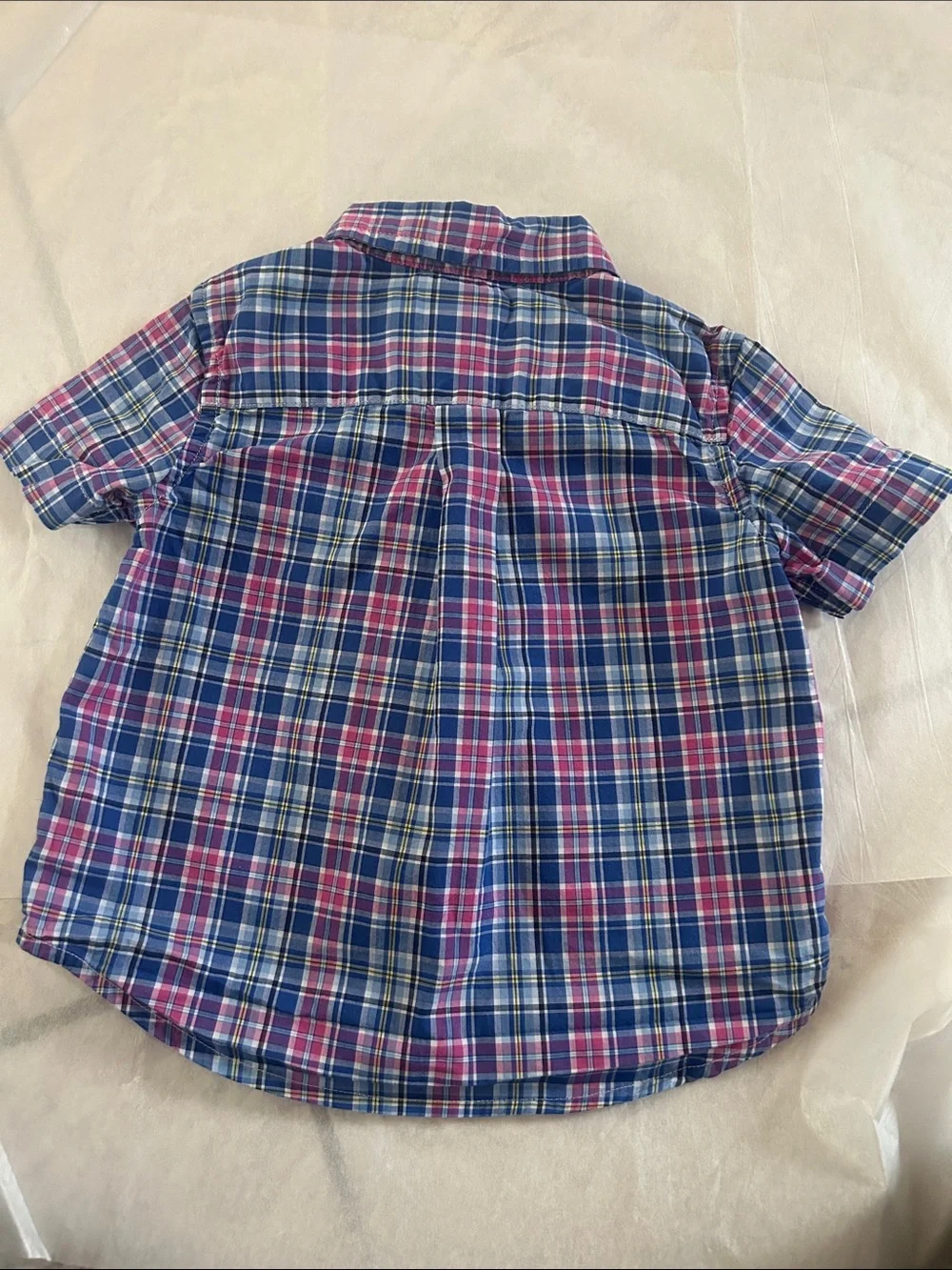 Ralph Lauren Boys Short-Sleeve Plaid Button-Down in Blue & Pink